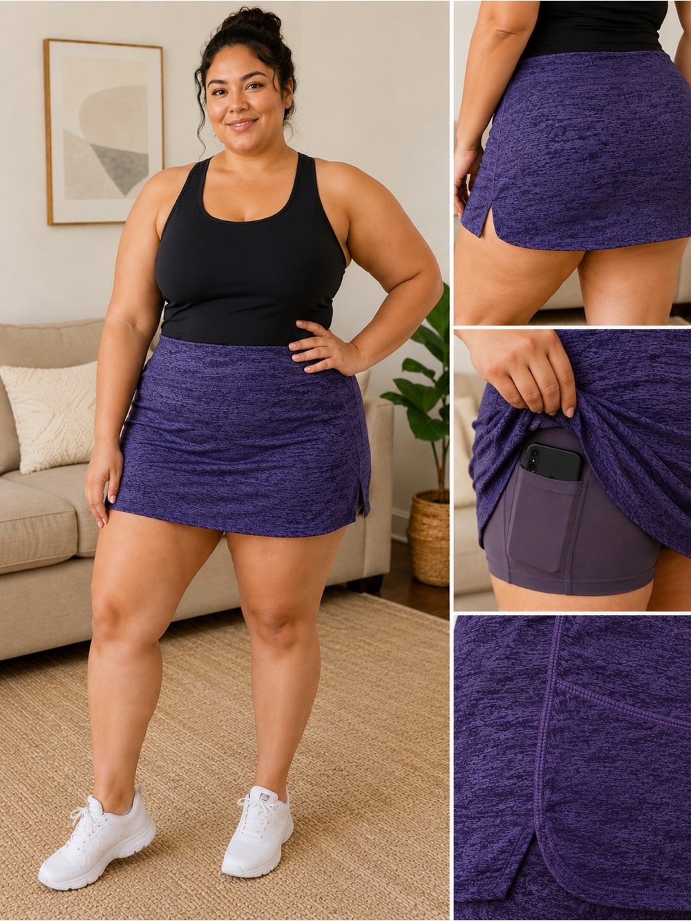 Purple Active Skort with Built-In Shorts